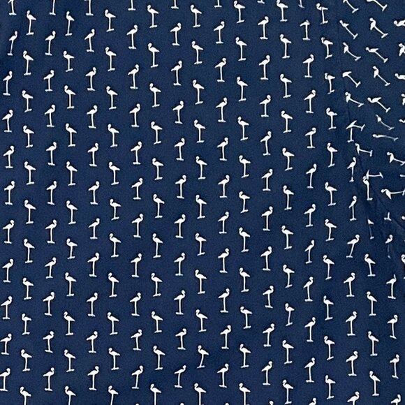 Denim & Flower Men's Navy Blue White Flamingo Print Shirt Button Front Slim S - Picture 5 of 7